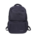 Mochila minimalista de nailon negro para mujer con cremallera y bolsillo frontal - Azul