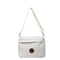 Borsa a secchiello minimalista in nylon beige con logo marrone e tracolla regolabile - Bianco