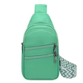 Sac bandoulière tendance vert menthe en cuir PU avec texture et sangle tissée chic - Vert