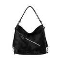 Stylische schwarze Damen-Tragetasche 2024 mit diagonalem Reißverschluss und mattem Retro-Finish - Schwarz