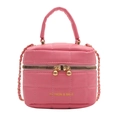 Rosa gesteppte PU-Handtasche für Damen mit goldener Kette und Kugelreißverschluss - Rosa