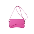 Borsa a mano rosa fucsia in pelle PU con base ricurva e tracolla per donna elegante - Rosa Rosso