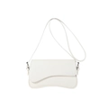 Borsa a tracolla chic in pelle PU bianco sporco con fondo ondulato e tracolla regolabile - Bianco