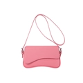 Borsa a tracolla rosa ciliegio in pelle PU con trama litchi e fondo curvo alla moda - Rosa