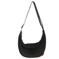 Minimalistische schwarze Nylon-Umhängetasche in Halbmondform mit verstellbarem Gurt - Schwarz