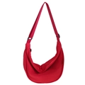 Minimalistische rote Nylon-Halbmond-Umhängetasche mit verstellbarem Schultergurt - Rot