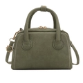 Elegante borsa a tracolla verde oliva in pelle PU con cuciture bianche a contrasto - Verde