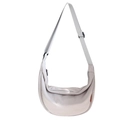 Minimalistische hellgraue Nylon-Halbmondtasche mit verstellbarem breitem Schultergurt - Grau