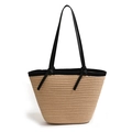 Minimalistische stro-draagtas in kaki met contrasterende zwarte schouderbanden - Stijl 1 / Khaki