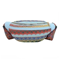 Ethno-Stil gewebte Brusttasche mit bunten Boho-Mustern und breitem Schultergurt - Blau