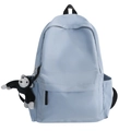 Minimalistische lichtblauwe nylon rugzak voor dames met schattige aap pluche hanger - Lichtblauw