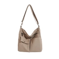 Modische khakifarbene Oxford-Stoff Umhängetasche mit verstellbarem Gurt und zwei Vordertaschen - Khaki