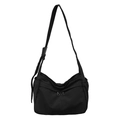 Bolso bandolera minimalista de nailon negro con gran capacidad y correa ancha ajustable - Negro