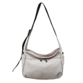 Bolso bandolera de nailon minimalista en gris claro con correa negra ajustable - Gris