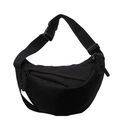 Fashionable black crescent crossbody bag in durable nylon fabric with adjustable wide strap - Black