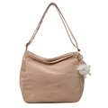 Beigefarbene minimalistische Hobo-Umhängetasche mit weicher Textur und Lamm-Anhänger - Khaki (Mit Anhänger)
