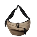 Fashion khaki crescent crossbody bag in durable nylon with dual zipper design - Khaki