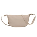 Minimalistische beige Halbmond-Tasche mit Litschitextur und verstellbarem Gurt - Gebrochenes Weiß