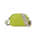 Modern grass green PU leather crossbody camera bag with floral embossing and woven strap - Green