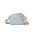 Borsa a tracolla azzurra quadrata con rose a rilievo e tracolla in tessuto - Blu