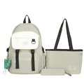 Ensemble 3 pièces sac à dos en nylon vert clair avec sac à main et trousse et pendentif - Vert