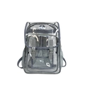 Zaino alla moda in PVC trasparente con finiture in tessuto grigio e doppie cinghie - Grigio