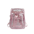 Zaino in PVC rosa trasparente con tasca anteriore e cinturini con fibbie metalliche - Rosa