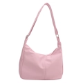 Minimalist pink fashion shoulder bag with adjustable strap and matte fabric texture - No Pendant / Pink