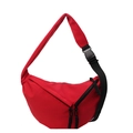 Sporty red crescent nylon crossbody bag with black adjustable strap and buckle closure - Burgundy
