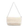 Elegant ivory faux pearl beaded handbag for women with matching long beaded shoulder strap - White