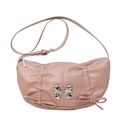 Borsa a tracolla rosa in PU con fiocco in metallo argentato e dettagli arricciati - Rosa