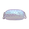 Bolso bandolera elegante en cuero sintético morado irisado con textura de escamas - Morado