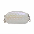 Bolso bandolera holográfico blanco para mujer con textura de escamas de pez en relieve - Beige