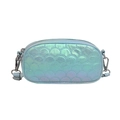 Bolso bandolera de cuero PU iridiscente con pespuntes de escamas y herrajes plata - Verde