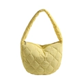 Stilvolle hellgelbe gesteppte Nylon-Wölkchentasche mit minimalistischem Rautenmuster - Hellgelb