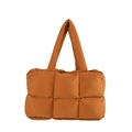 Sac fourre-tout matelassé marron caramel de grande capacité pour un style d'hiver - Marron