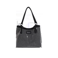 Fashionable black tote bag for women with sparkling rhinestones and top handles - Black