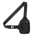 Sac bandoulière minimaliste en tissu oxford noir avec sangle réglable et poche zippée - Noir