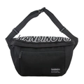 Marsupio alla moda in nylon nero con scritta TIANDINGYU bianca e cinturino a fibbia - Nero