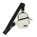 Bolso de pecho minimalista de nailon beige para mujer con cremallera negra y correa ancha - Blanco