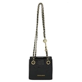 Mini bolso bandolera de charol negro con cadena dorada y bola de ajuste metálica dorada - Negro