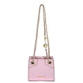 Bolso bandolera de piel PU rosa metalizado con cadena dorada y adorno de bola - Rosa