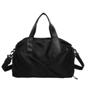 Borsa a tracolla versatile in tessuto nero impermeabile con design a zip geometrica - Nero