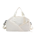 Borsa a tracolla minimalista in nylon impermeabile bianco crema con finiture in pelle e tracolla - Bianco Sporco