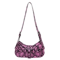 Borsa a tracolla in ecopelle pitonata rosa con tracolla regolabile e dettagli argentati - Rosa