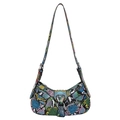 Borsa a spalla a mezzaluna chic con motivo a serpente colorato e dettaglio in metallo - Colorato