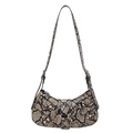 Chic snakeskin print PU leather underarm bag with silver hardware and adjustable strap - Khaki