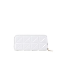 Chique witte gewatteerde crossbodytas van kunstleer met geometrisch patroon en gouden rits - Wit