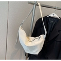 Stylish cream Hobo crossbody bag with adjustable strap and textured vegan leather - Off-white Without Pendant