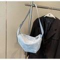 Light blue dumpling bag with cloud texture and adjustable shoulder strap style - Blue Without Charm